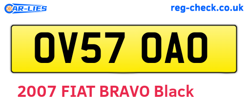 OV57OAO are the vehicle registration plates.