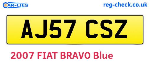 AJ57CSZ are the vehicle registration plates.