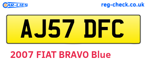 AJ57DFC are the vehicle registration plates.