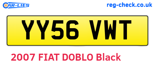 YY56VWT are the vehicle registration plates.