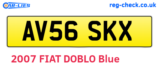 AV56SKX are the vehicle registration plates.