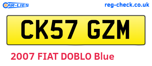 CK57GZM are the vehicle registration plates.