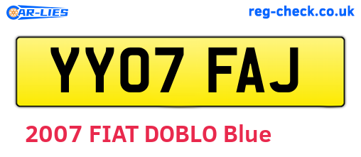 YY07FAJ are the vehicle registration plates.