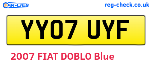 YY07UYF are the vehicle registration plates.