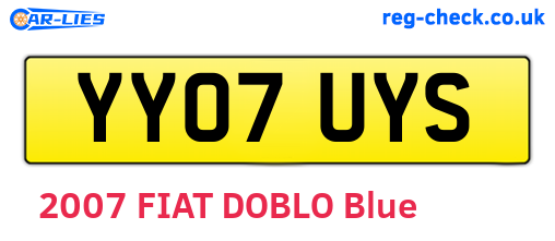 YY07UYS are the vehicle registration plates.
