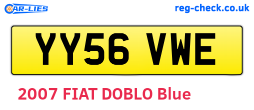 YY56VWE are the vehicle registration plates.