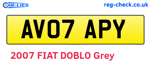 AV07APY are the vehicle registration plates.