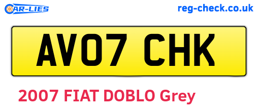 AV07CHK are the vehicle registration plates.