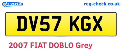 DV57KGX are the vehicle registration plates.