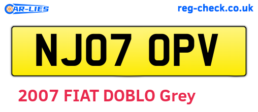 NJ07OPV are the vehicle registration plates.