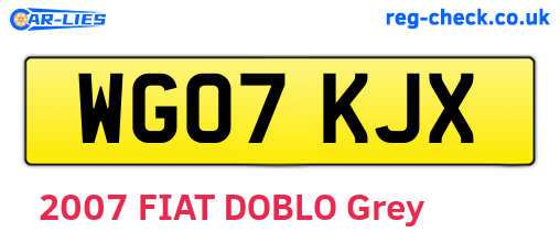 WG07KJX are the vehicle registration plates.