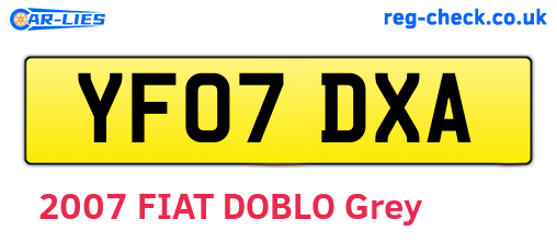 YF07DXA are the vehicle registration plates.