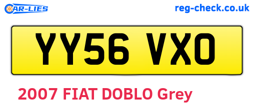 YY56VXO are the vehicle registration plates.