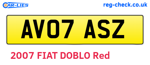 AV07ASZ are the vehicle registration plates.