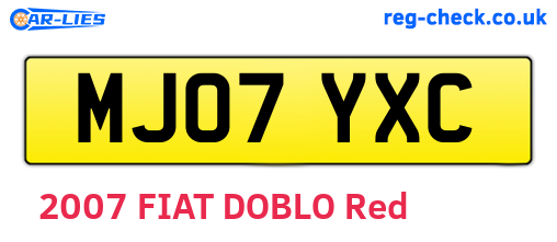MJ07YXC are the vehicle registration plates.