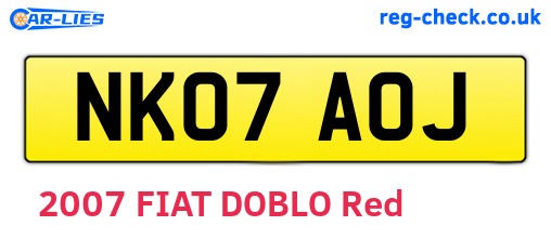 NK07AOJ are the vehicle registration plates.