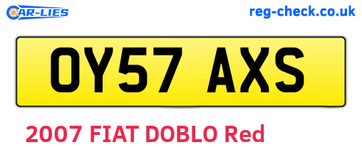 OY57AXS are the vehicle registration plates.