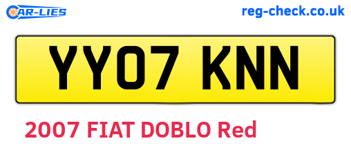 YY07KNN are the vehicle registration plates.