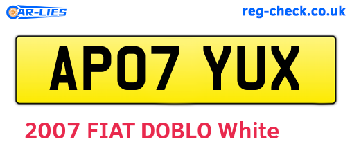 AP07YUX are the vehicle registration plates.