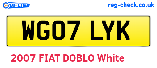 WG07LYK are the vehicle registration plates.