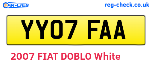 YY07FAA are the vehicle registration plates.