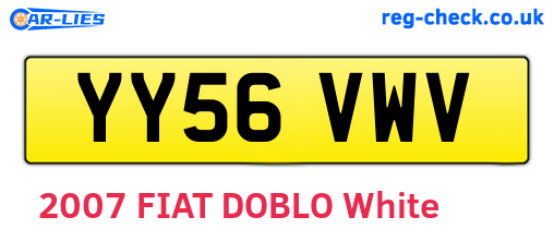 YY56VWV are the vehicle registration plates.
