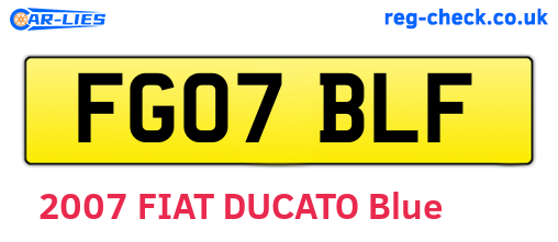 FG07BLF are the vehicle registration plates.