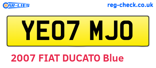 YE07MJO are the vehicle registration plates.