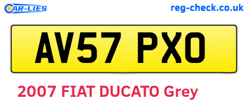 AV57PXO are the vehicle registration plates.