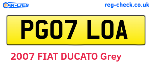 PG07LOA are the vehicle registration plates.