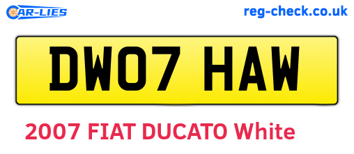 DW07HAW are the vehicle registration plates.