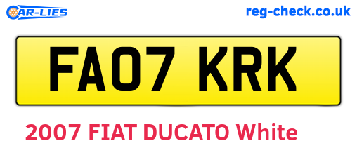 FA07KRK are the vehicle registration plates.