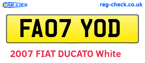 FA07YOD are the vehicle registration plates.