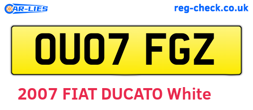 OU07FGZ are the vehicle registration plates.
