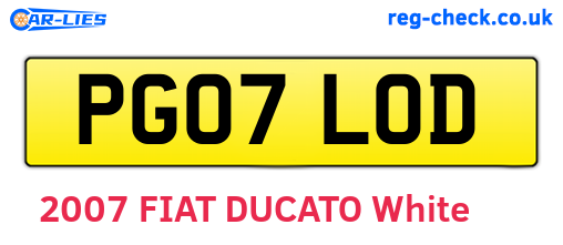 PG07LOD are the vehicle registration plates.