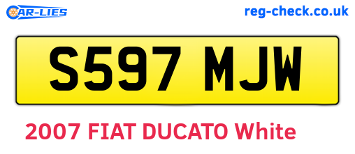 S597MJW are the vehicle registration plates.