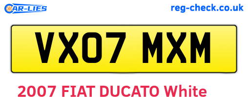 VX07MXM are the vehicle registration plates.