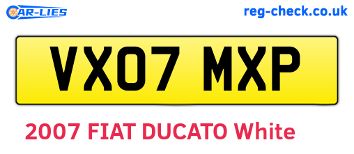 VX07MXP are the vehicle registration plates.