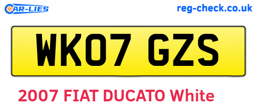 WK07GZS are the vehicle registration plates.
