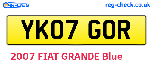 YK07GOR are the vehicle registration plates.
