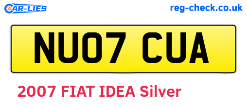 NU07CUA are the vehicle registration plates.