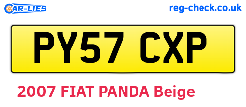PY57CXP are the vehicle registration plates.