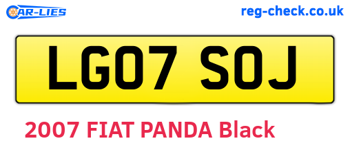 LG07SOJ are the vehicle registration plates.