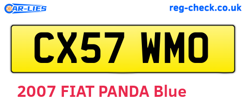 CX57WMO are the vehicle registration plates.