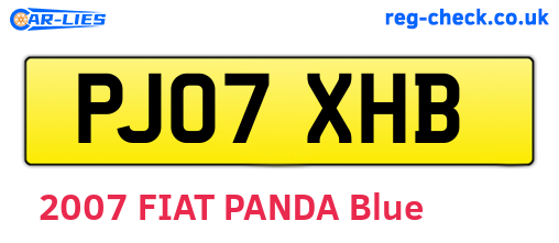 PJ07XHB are the vehicle registration plates.