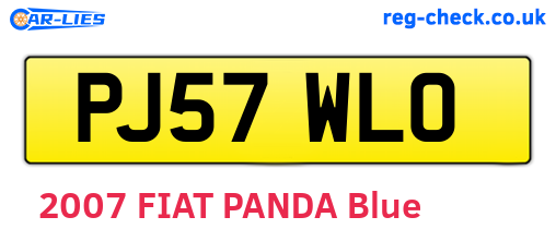 PJ57WLO are the vehicle registration plates.