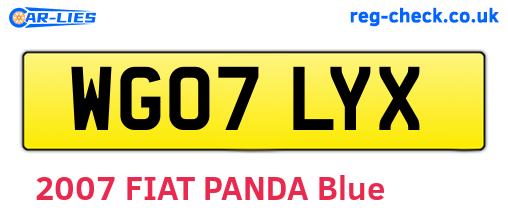 WG07LYX are the vehicle registration plates.