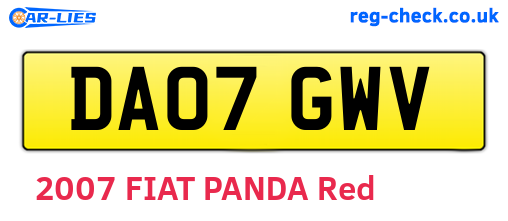 DA07GWV are the vehicle registration plates.