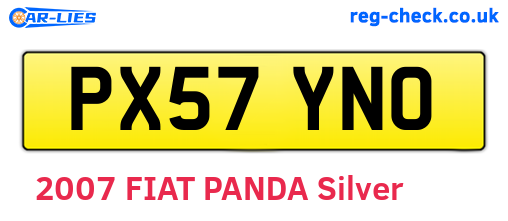 PX57YNO are the vehicle registration plates.