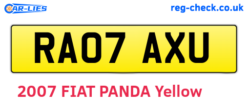RA07AXU are the vehicle registration plates.